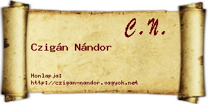Czigán Nándor névjegykártya